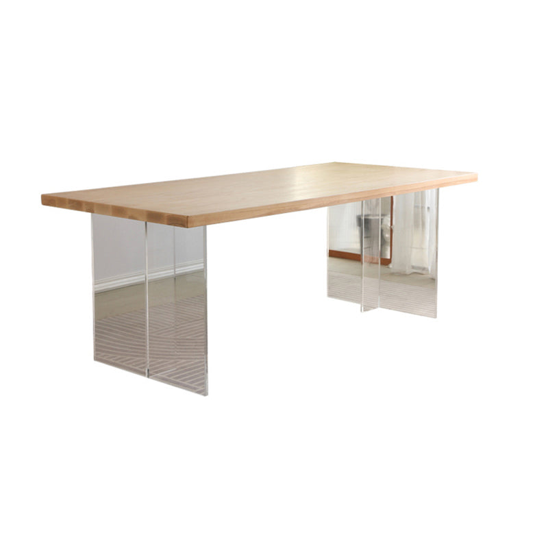 Modern 1/2/4 Pieces Dinette Set Pine Wood Rectangle Dining Table Set with Acrylic Base