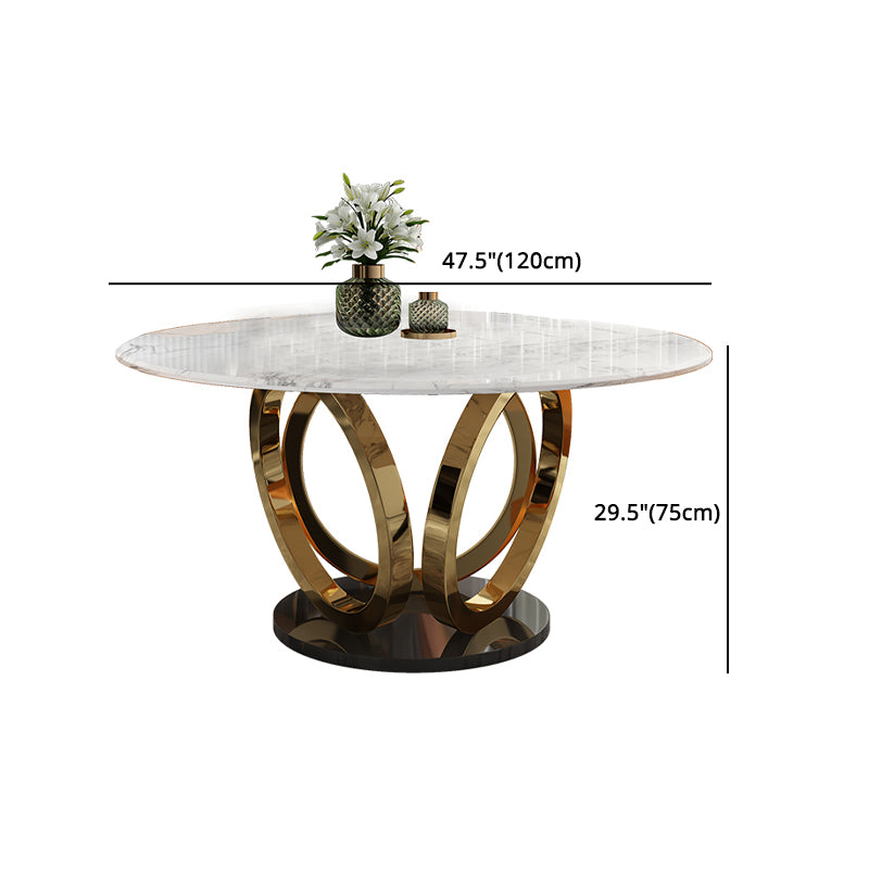 Glam 1/4/7 Pieces Round Dinette Set Sintered Stone Top Dining Table Set with Turntable