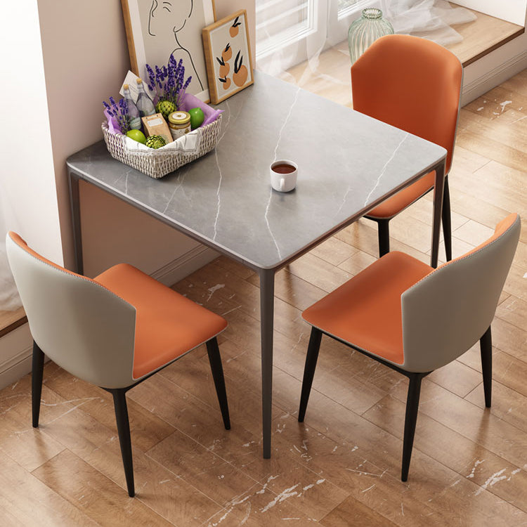 Sintered Stone Grey Dining Table Industrial 4 Legs Table for Dining Room