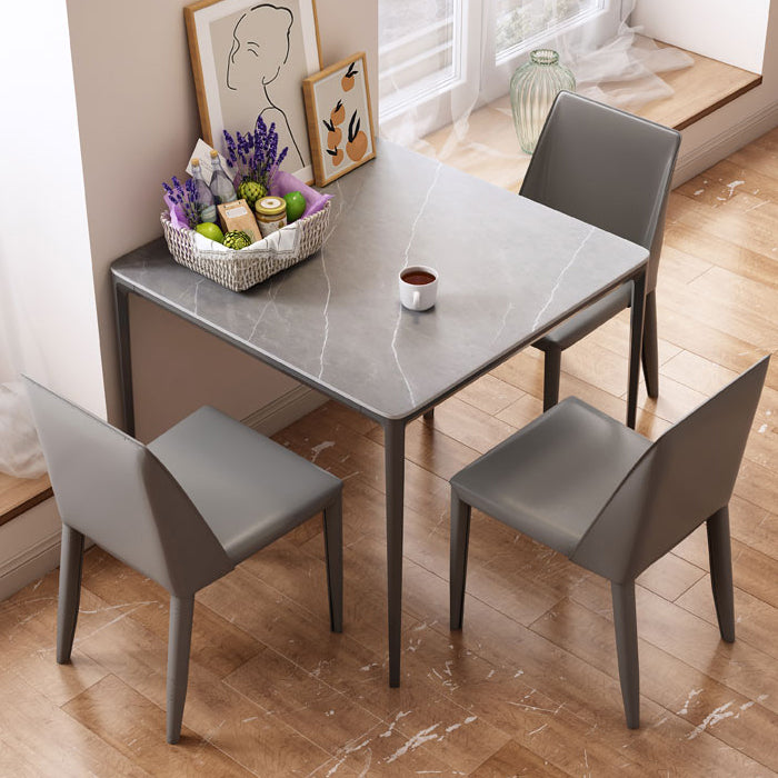 Sintered Stone Grey Dining Table Industrial 4 Legs Table for Dining Room
