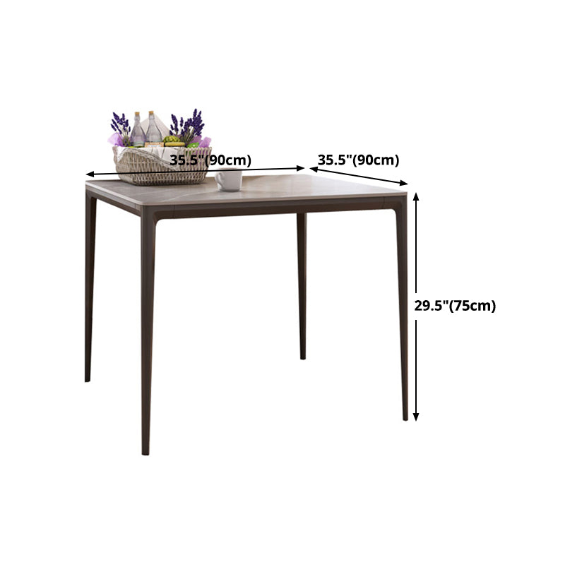 Sintered Stone Grey Dining Table Industrial 4 Legs Table for Dining Room