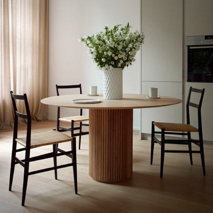 Table à manger ronde en bois moderne, Table de salle à manger sur pied de cuisine à domicile