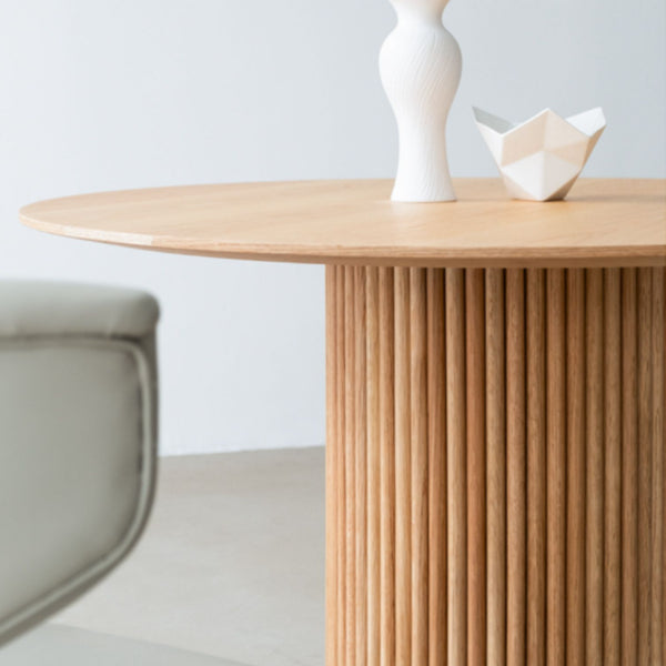 Table à manger ronde en bois moderne, Table de salle à manger sur pied de cuisine à domicile