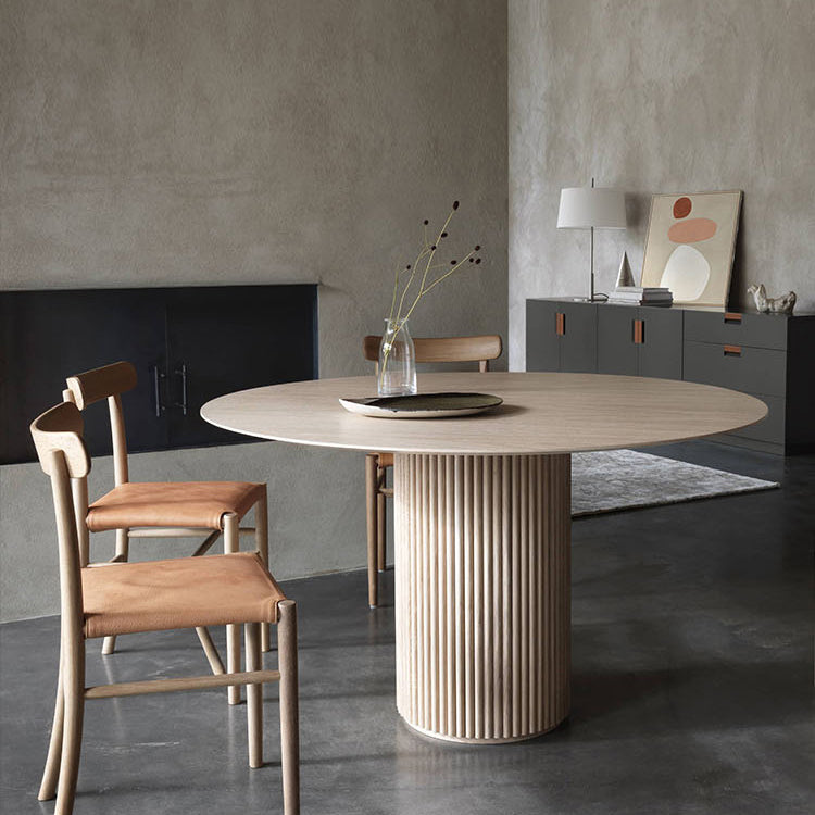 Table à manger ronde en bois moderne, Table de salle à manger sur pied de cuisine à domicile