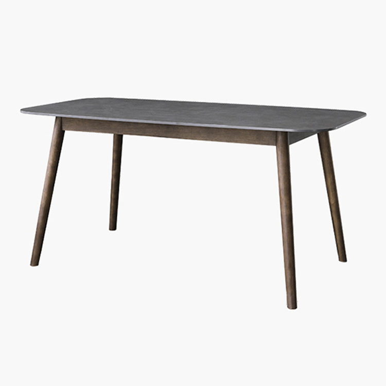 Stone Top Dining Table Mid-Century Modern Dining Table with 4 Brown Legs