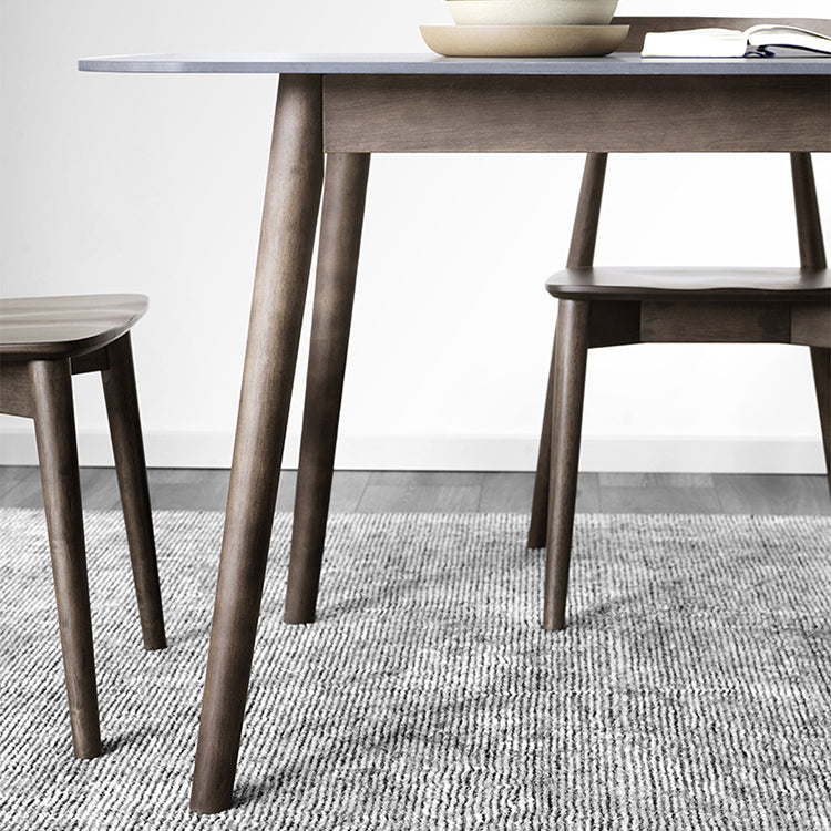 Stone Top Dining Table Mid-Century Modern Dining Table with 4 Brown Legs