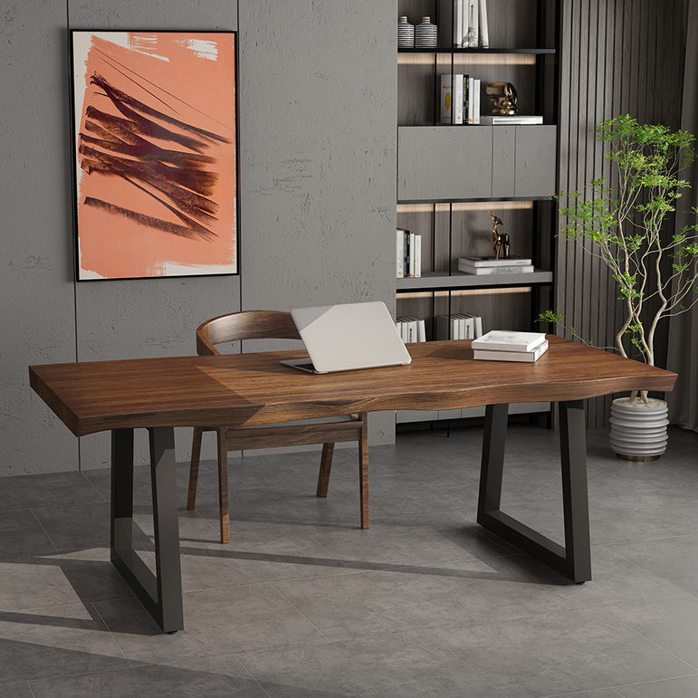 Industrial Rectangle Solid Wood Standard Height Table Double Pedestal Dining Table