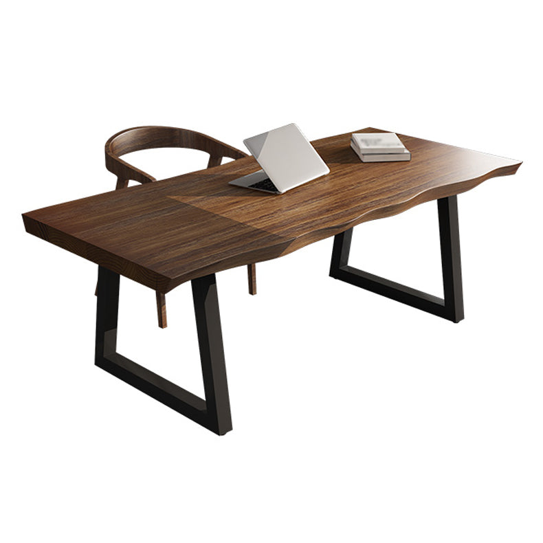 Industrial Rectangle Solid Wood Standard Height Table Double Pedestal Dining Table