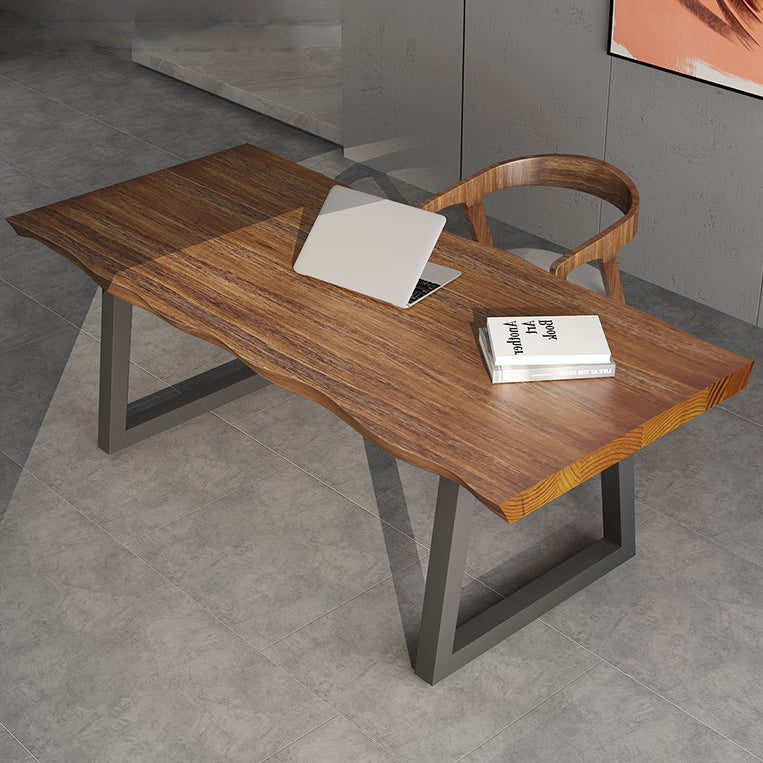 Industrial Rectangle Solid Wood Standard Height Table Double Pedestal Dining Table