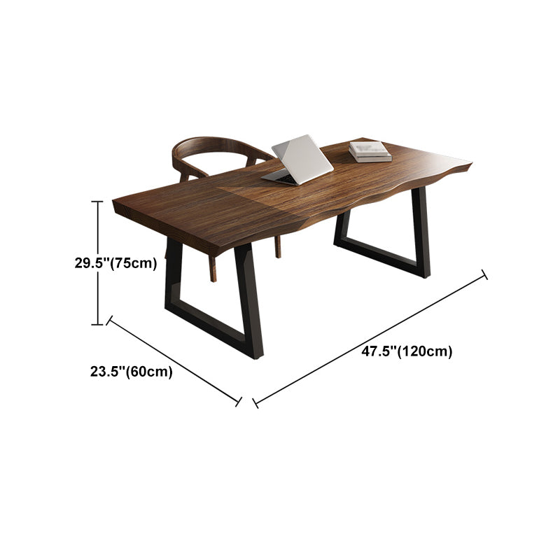 Industrial Rectangle Solid Wood Standard Height Table Double Pedestal Dining Table