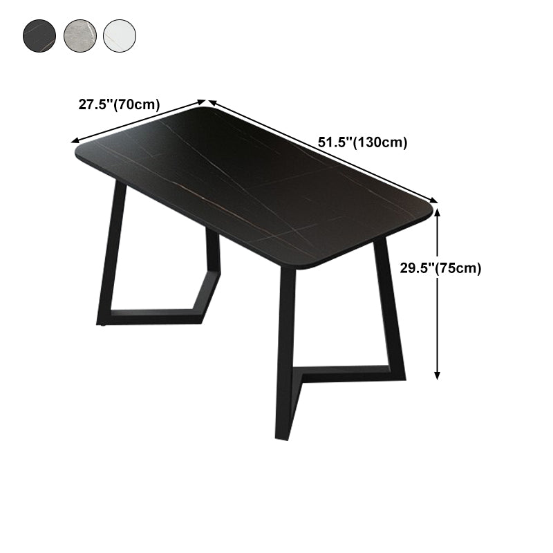 Table en pierre frittée rectangulaire pour table de salle à manger industrielle de restaurant avec double piédestal