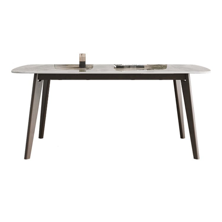 Contemporary Solid Wood Dining Table Sintered Stone Dining Table with 4 Legs
