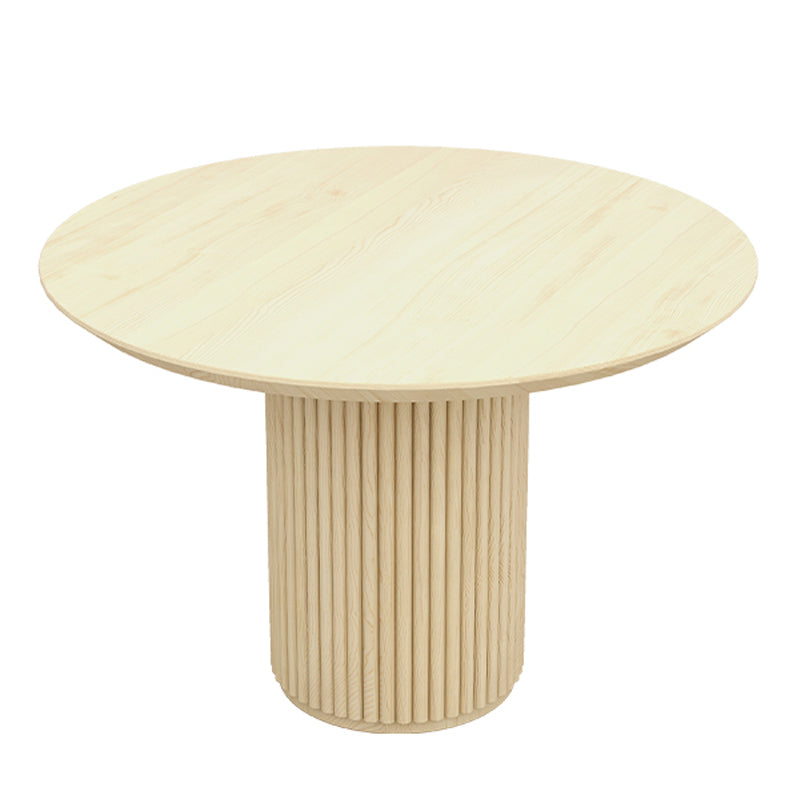 Modern Pedestal Casual Dining Table Round Solid Wood Dinner Table Kitchen Home
