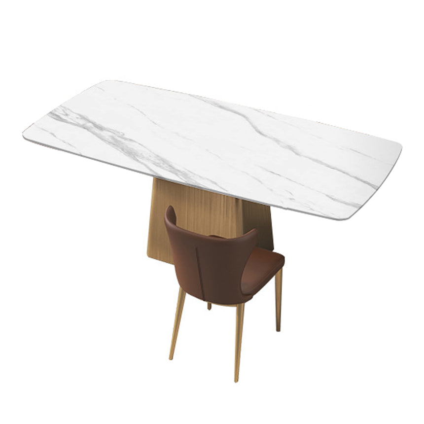 Sintered Stone Top Luxury Table for Restaurant Rectangle Dining Table with Pedestal Base