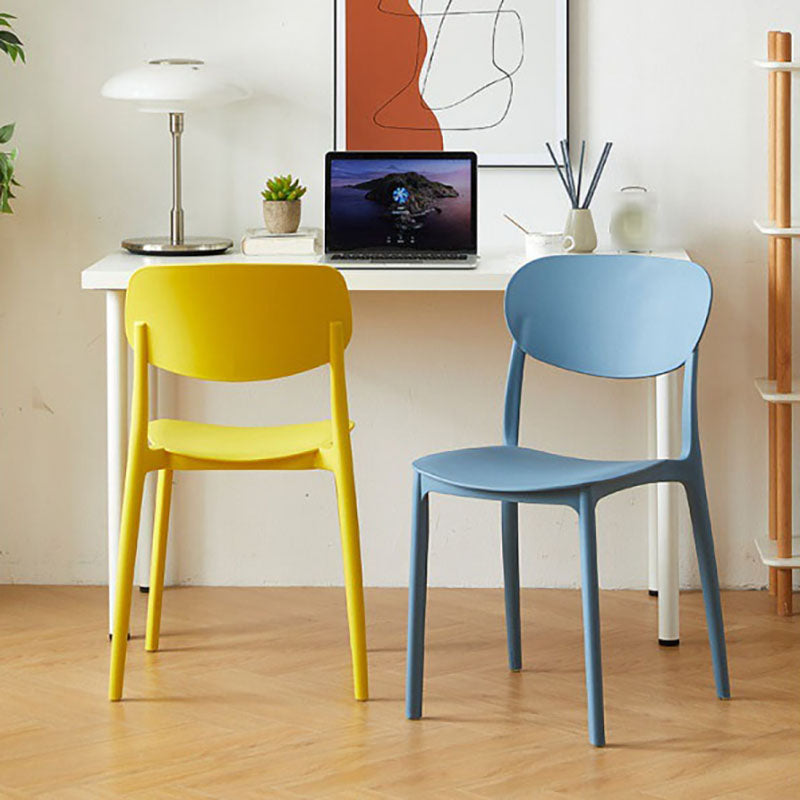 Contemporary Style Stackable Chair Dining Open Back Armless Chair with Plastic Legs