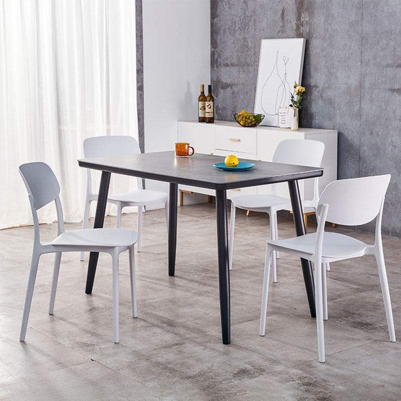 Contemporary Style Stackable Chair Dining Open Back Armless Chair with Plastic Legs