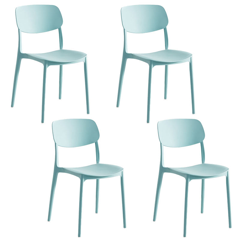 Contemporary Style Stackable Chair Dining Open Back Armless Chair with Plastic Legs