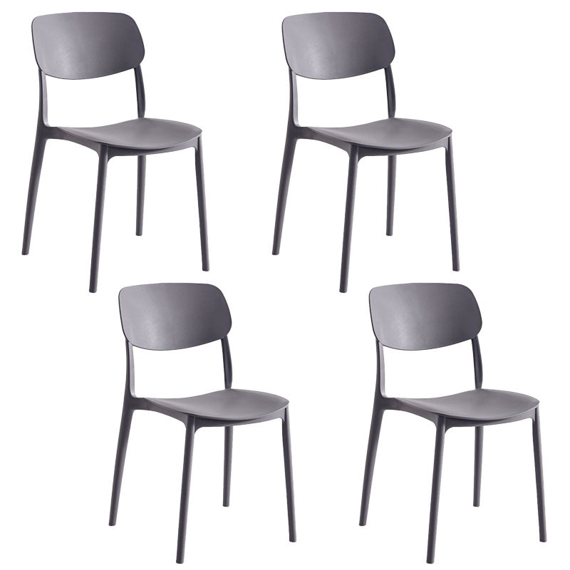 Contemporary Style Stackable Chair Dining Open Back Armless Chair with Plastic Legs