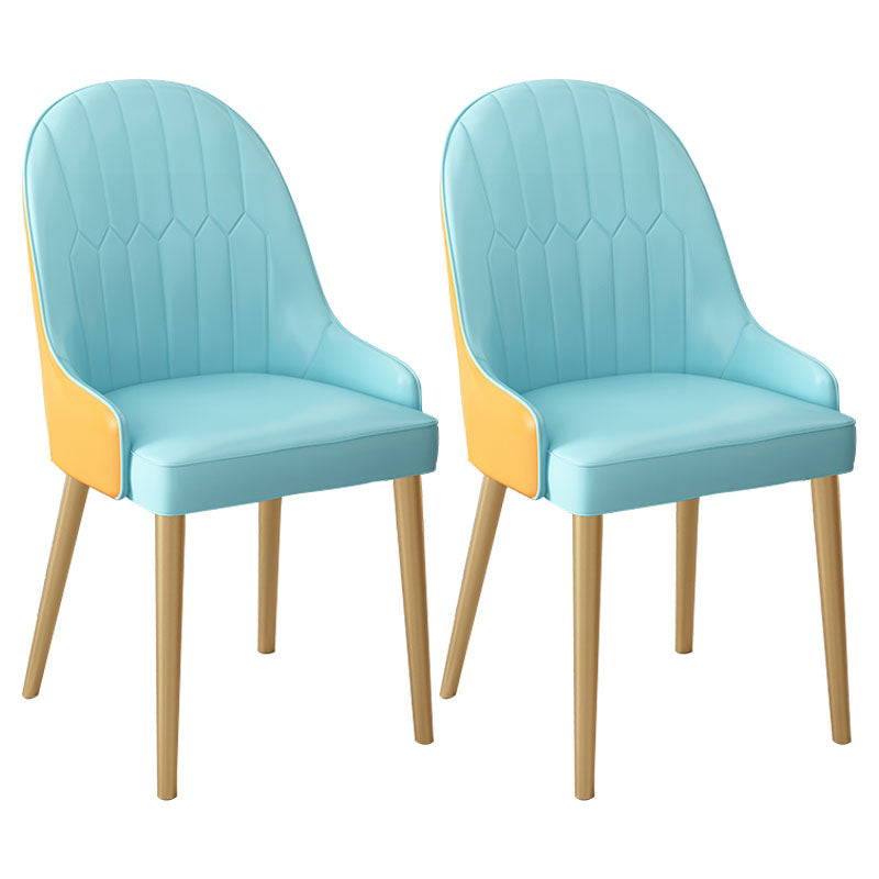 Scandinavian Style Arm Solid Back Dining Side Chair Leather Dining Chair