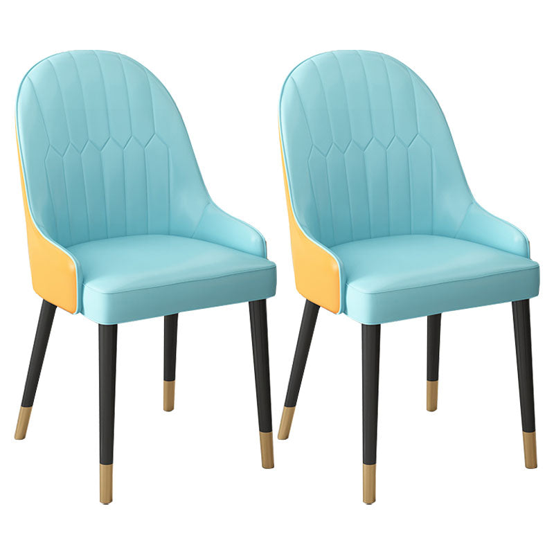Scandinavian Style Arm Solid Back Dining Side Chair Leather Dining Chair