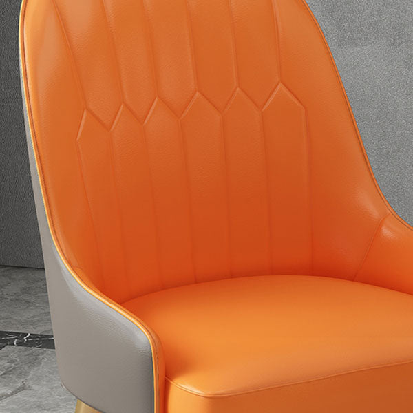 Scandinavian Style Arm Solid Back Dining Side Chair Leather Dining Chair