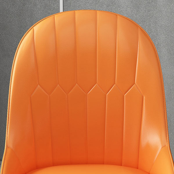 Scandinavian Style Arm Solid Back Dining Side Chair Leather Dining Chair