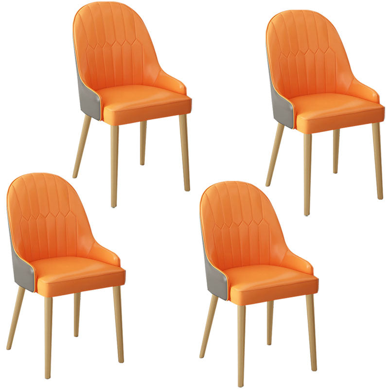 Scandinavian Style Arm Solid Back Dining Side Chair Leather Dining Chair