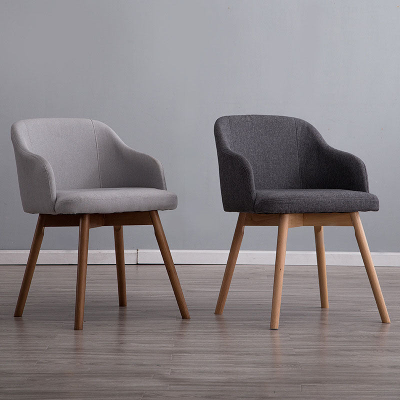 Scandinavian Upholstered Home Arm Chair Solid Back Matte Finish Dining Chair