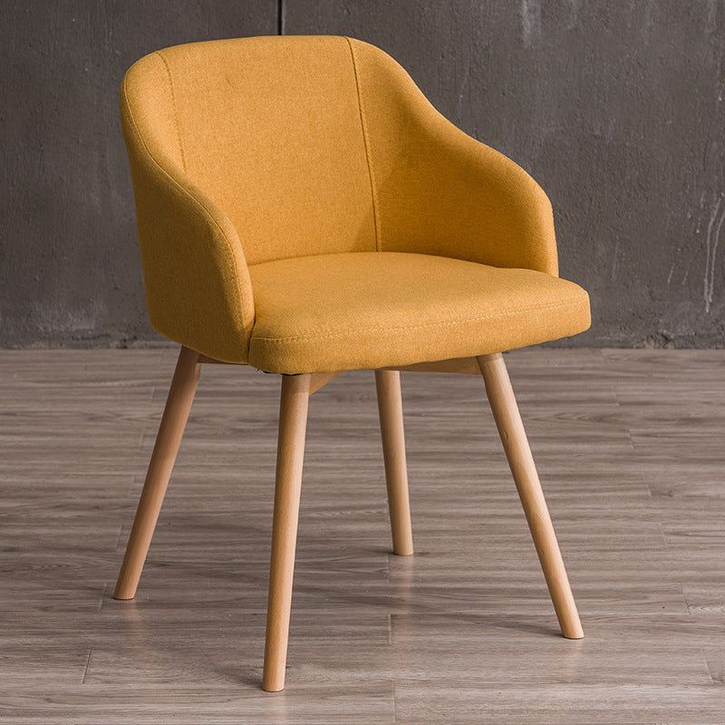 Scandinavian Upholstered Home Arm Chair Solid Back Matte Finish Dining Chair