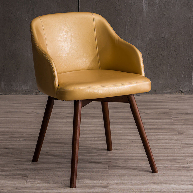 Scandinavian Upholstered Home Arm Chair Solid Back Matte Finish Dining Chair