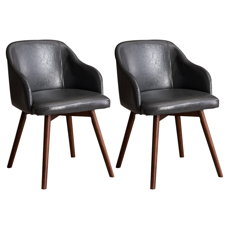 Scandinavian Upholstered Home Arm Chair Solid Back Matte Finish Dining Chair