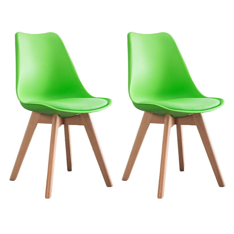 Contemporary Kitchen Chair Dining Armless Chairs with Wooden Legs