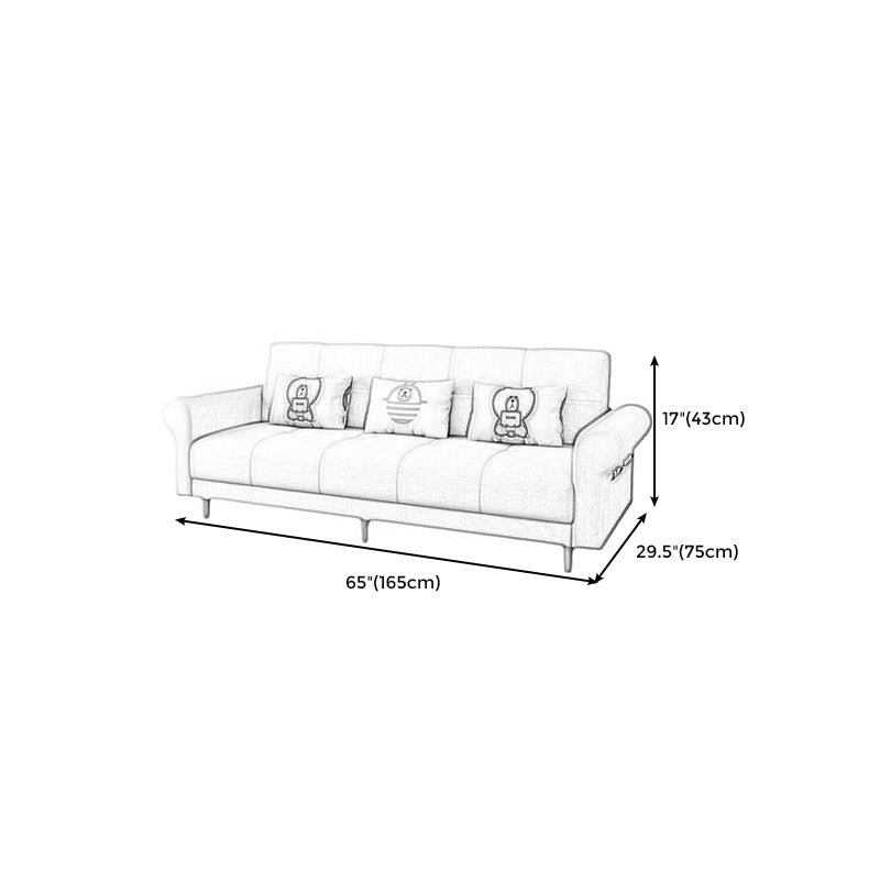 29.52"W Linen Solid Color Rolled Arm Convertible Sleeper Sofa for Bedroom Apartment