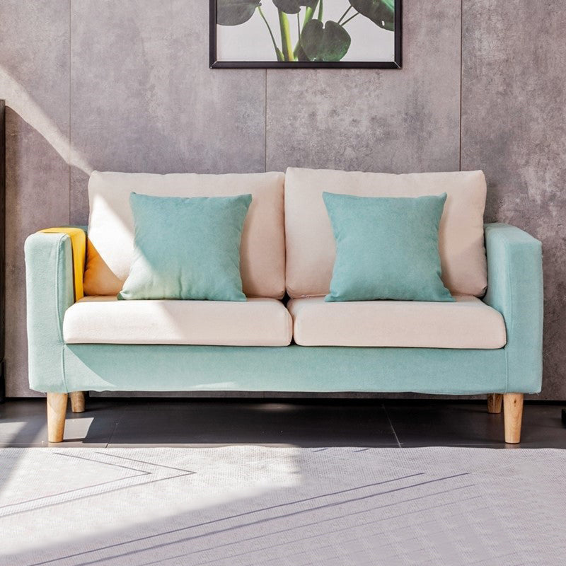 Scandinavian Loose Back Fabric Sofa 30.7" H Square Arm Loveseat