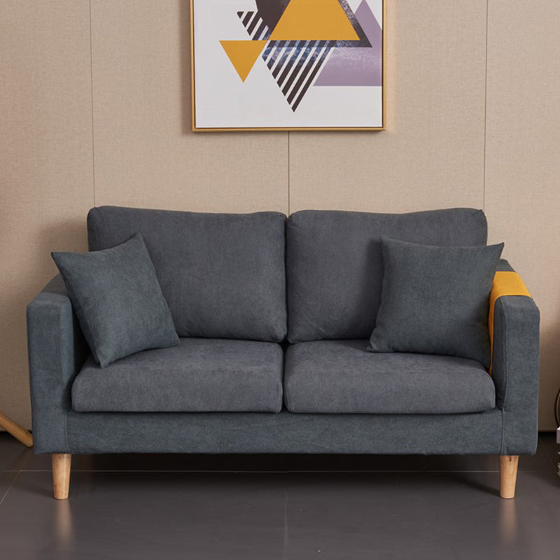 Scandinavian Loose Back Fabric Sofa 30.7" H Square Arm Loveseat