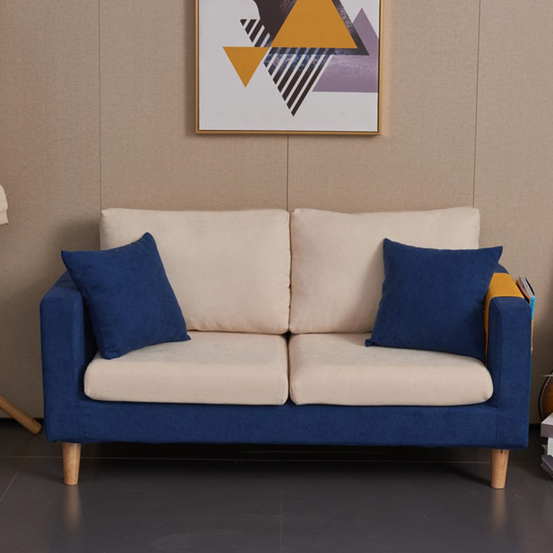 Scandinavian Loose Back Fabric Sofa 30.7" H Square Arm Loveseat