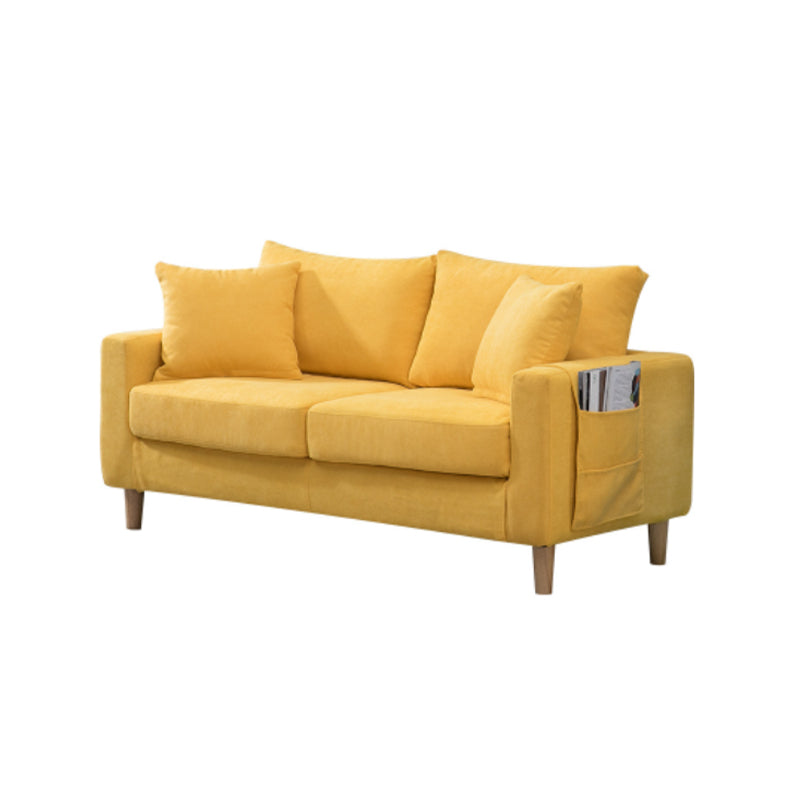 Scandinavian Loose Back Fabric Sofa 30.7" H Square Arm Loveseat