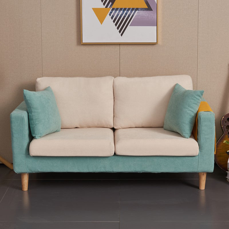 Scandinavian Loose Back Fabric Sofa 30.7" H Square Arm Loveseat