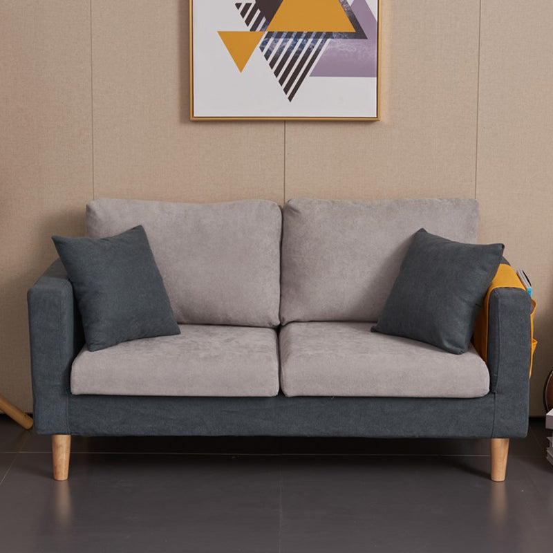Scandinavian Loose Back Fabric Sofa 30.7" H Square Arm Loveseat
