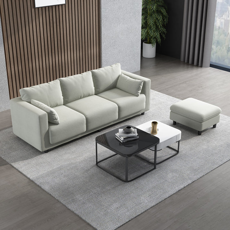 Contemporary Tuxedo Arm Standard Sofa with Bolster Pillows for Living Room, Apartment