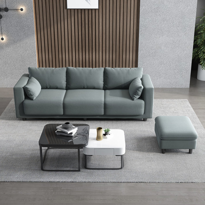 Contemporary Tuxedo Arm Standard Sofa with Bolster Pillows for Living Room, Apartment
