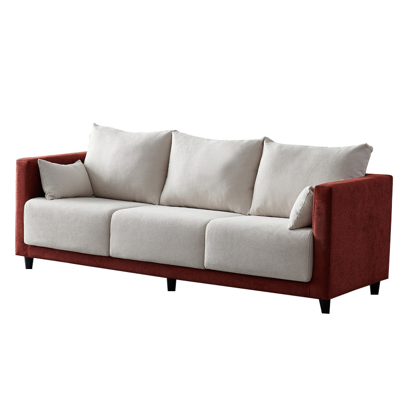 Contemporary Tuxedo Arm Standard Sofa with Bolster Pillows for Living Room, Apartment
