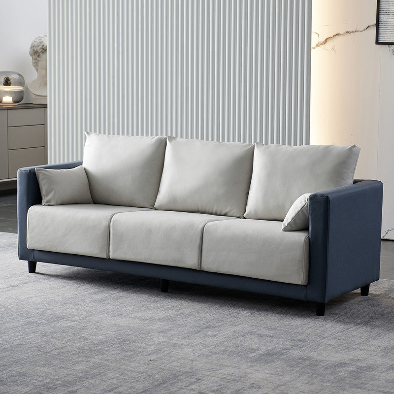 Contemporary Tuxedo Arm Standard Sofa with Bolster Pillows for Living Room, Apartment