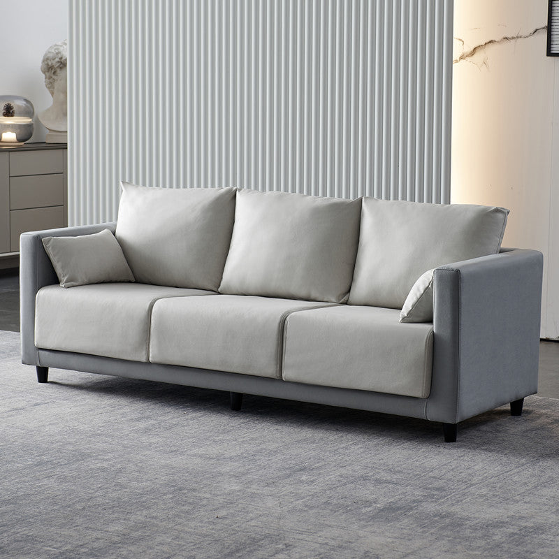 Contemporary Tuxedo Arm Standard Sofa with Bolster Pillows for Living Room, Apartment