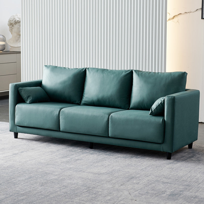 Contemporary Tuxedo Arm Standard Sofa with Bolster Pillows for Living Room, Apartment