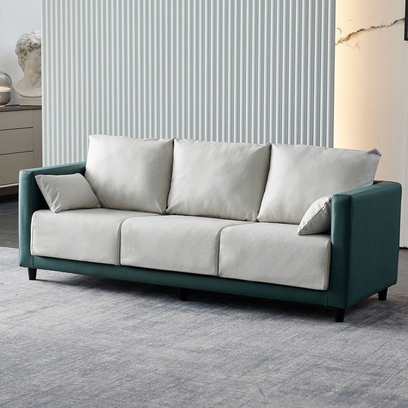 Contemporary Tuxedo Arm Standard Sofa with Bolster Pillows for Living Room, Apartment