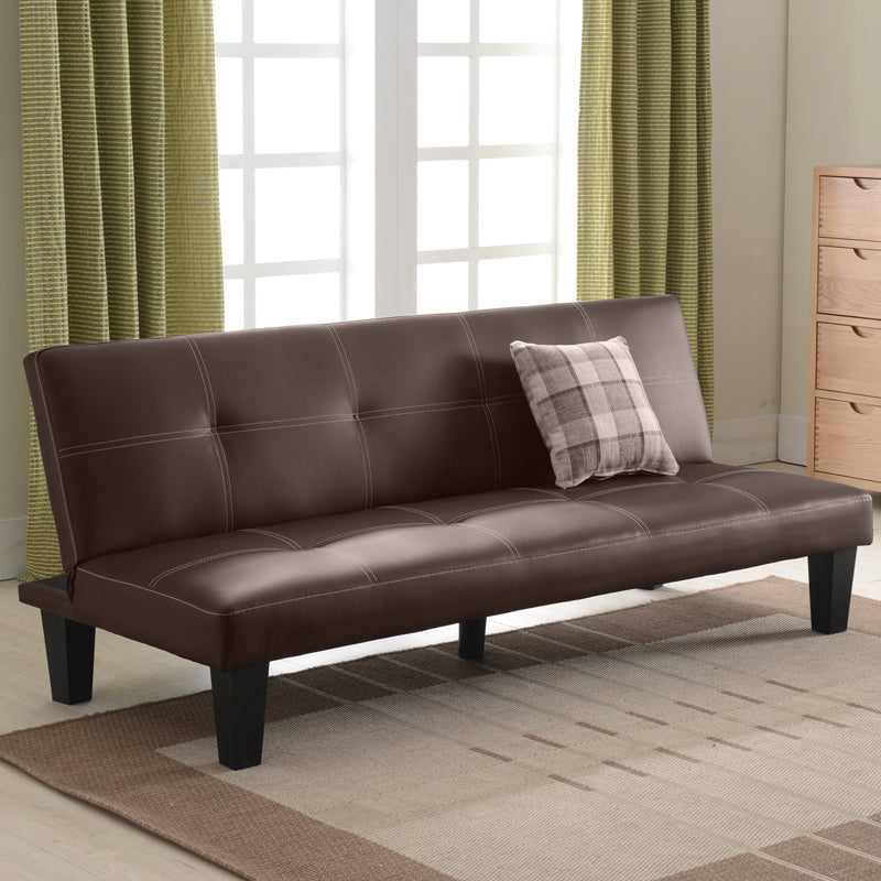 Biscuit Back Faux Leather Loveseat with Wear-resisting and Foldable for Living Room