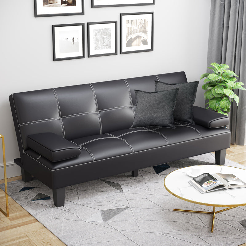 Biscuit Back Faux Leather Loveseat with Wear-resisting and Foldable for Living Room