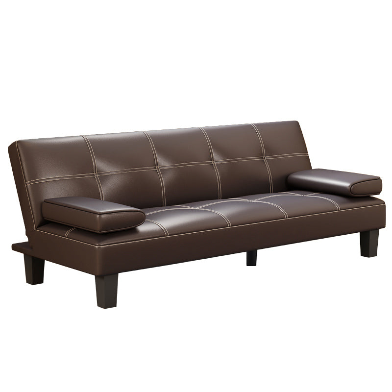 Biscuit Back Faux Leather Loveseat with Wear-resisting and Foldable for Living Room