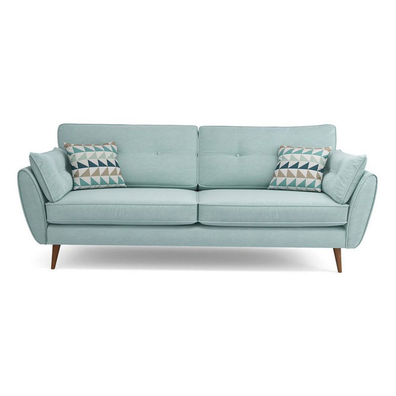 Tufted Flared Arm Sofa 3-Seater 34.64" H Linen Cushions Sofa